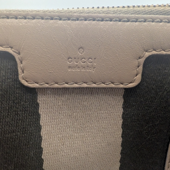 💢 Pristine💢 Gucci Beige And Brown Boston Canvas Stripe Satchel - Picture 2 of 9